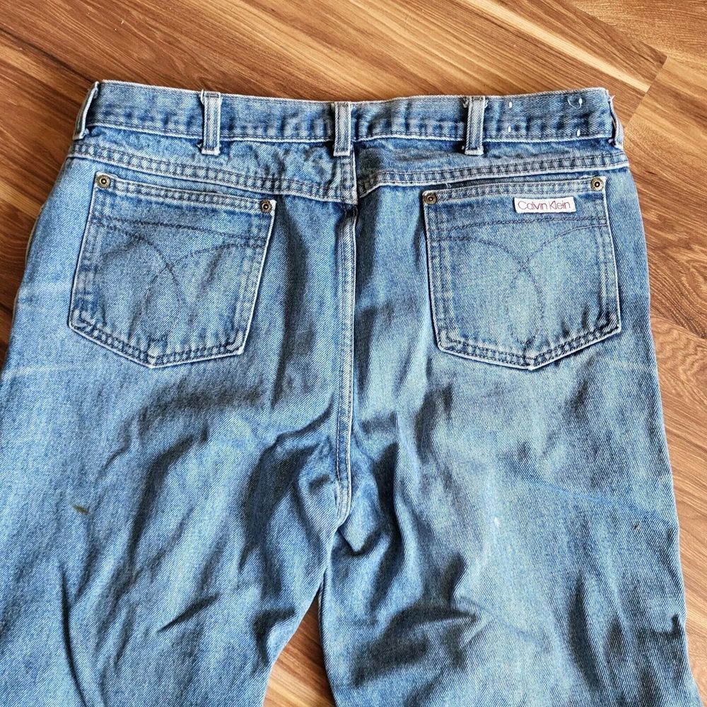Vintage 80s Mom Jeans Calvin Klein 35x30 High Waisted Med Wash 38 USA Denim - Picture 2 of 16